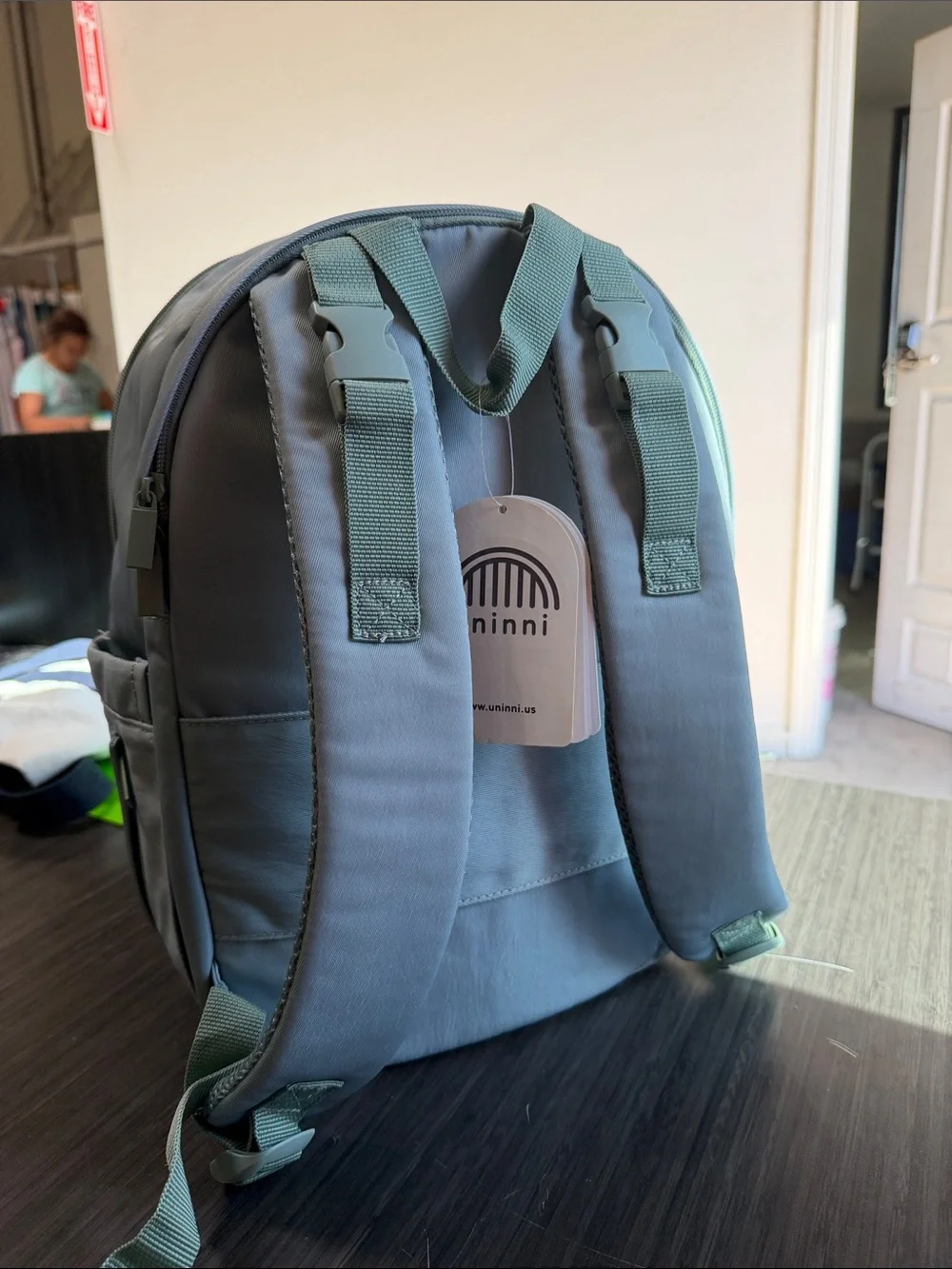 Blue Gray Everyday Backpack with Multiple Pockets